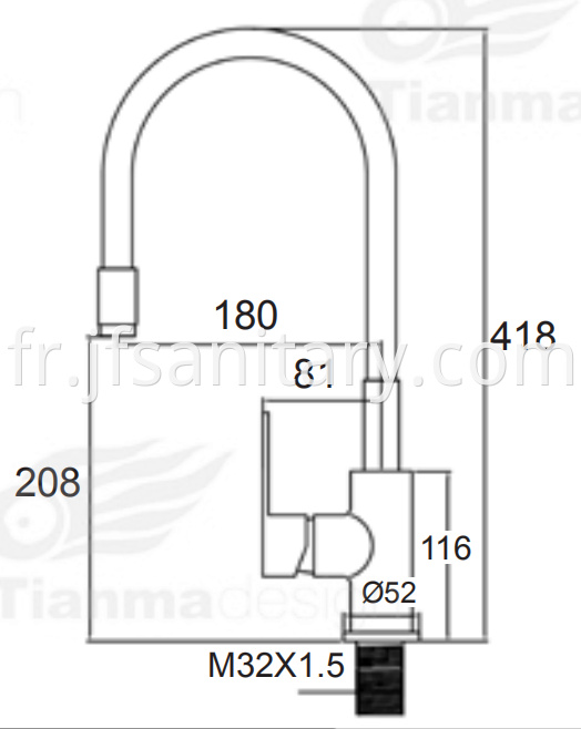 Size Of Modern Kitchen Sink Tap With Green Rubber